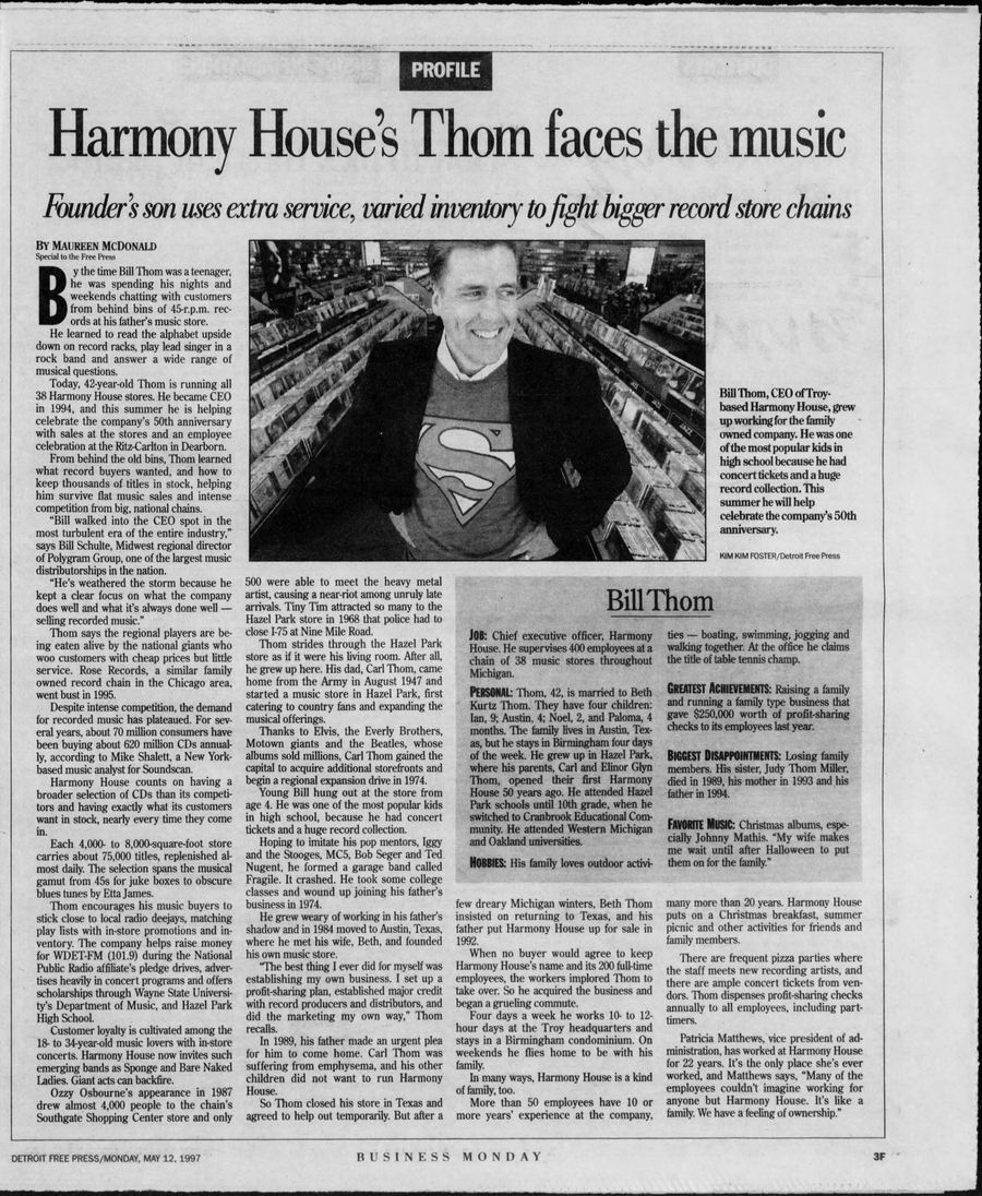 Harmony House - DETROIT FREE PRESS MON MAY 12 1997